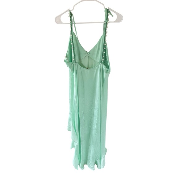 For Love and Lemons Lady Luck Pearl Strap Slip Dress Mint - Picture 3 of 6